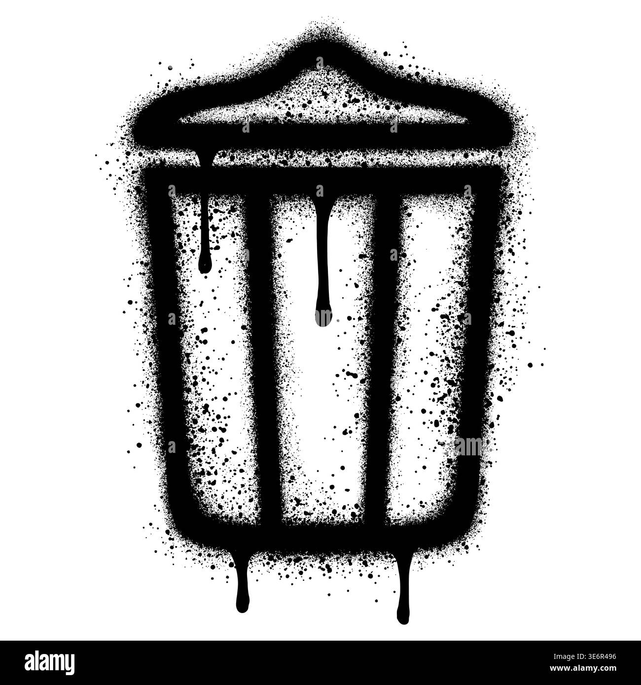 Mülleimer-Symbol im Graffiti-Stil mit schwarzer Sprühfarbe. Stock Vektor