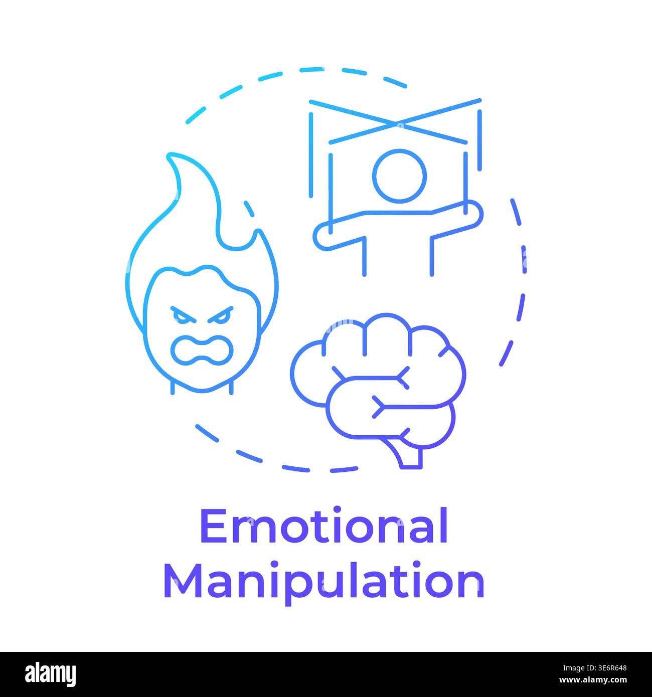 Symbol für das blaue Gradientenkonzept für emotionale Manipulation Stock Vektor