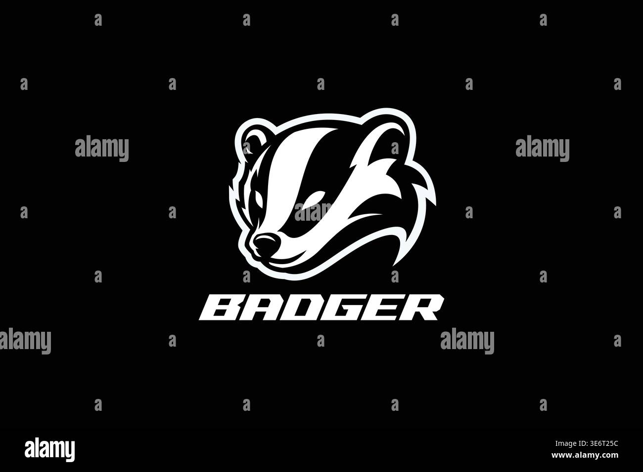 Auffälliges schwarz-weißes Dachskopf-Logo für E-Sport und Branding Stock Vektor