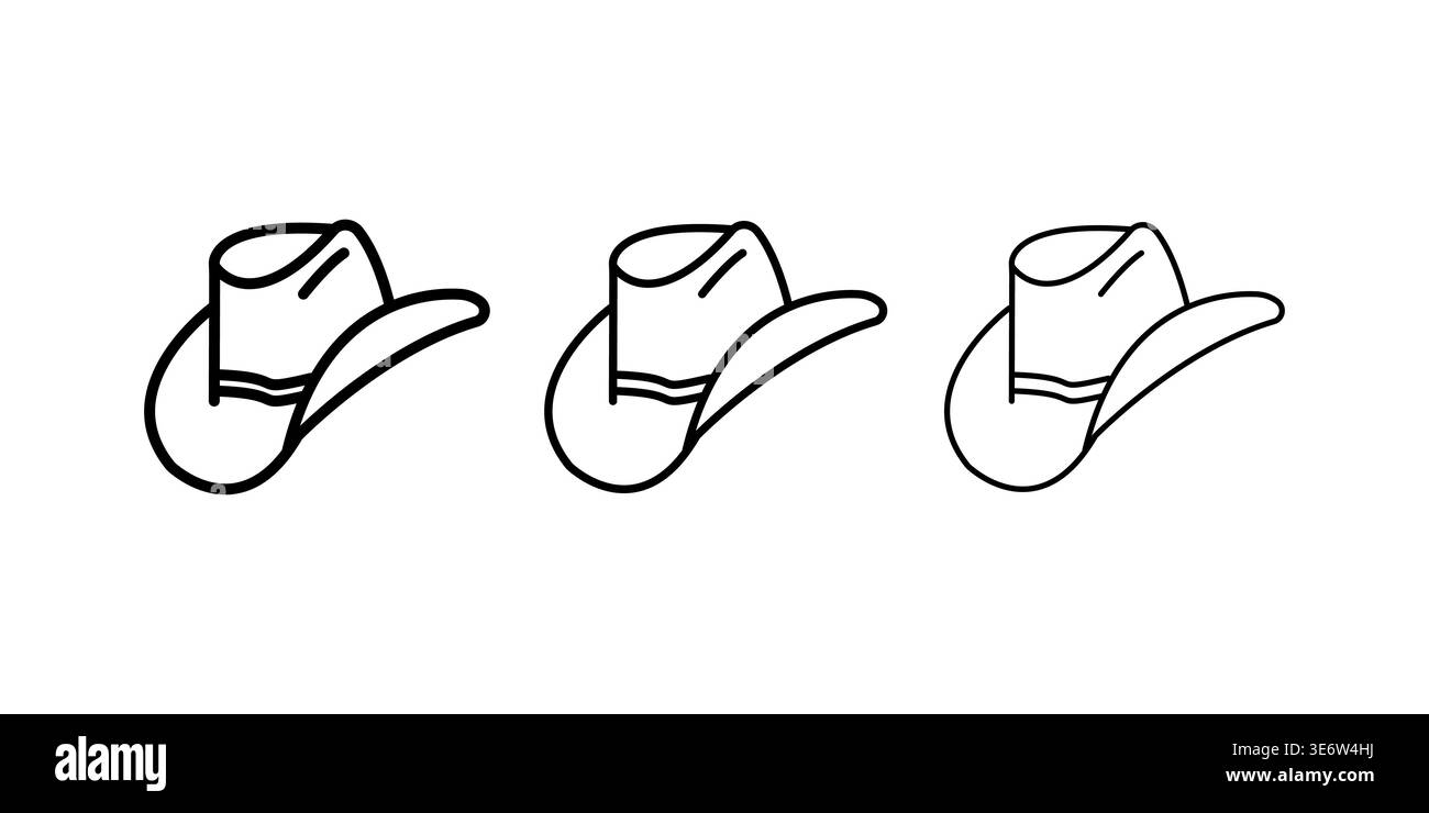 Westlicher Cowboyhut Icon Umrissvektor in schwarzer Farbe. Stock Vektor