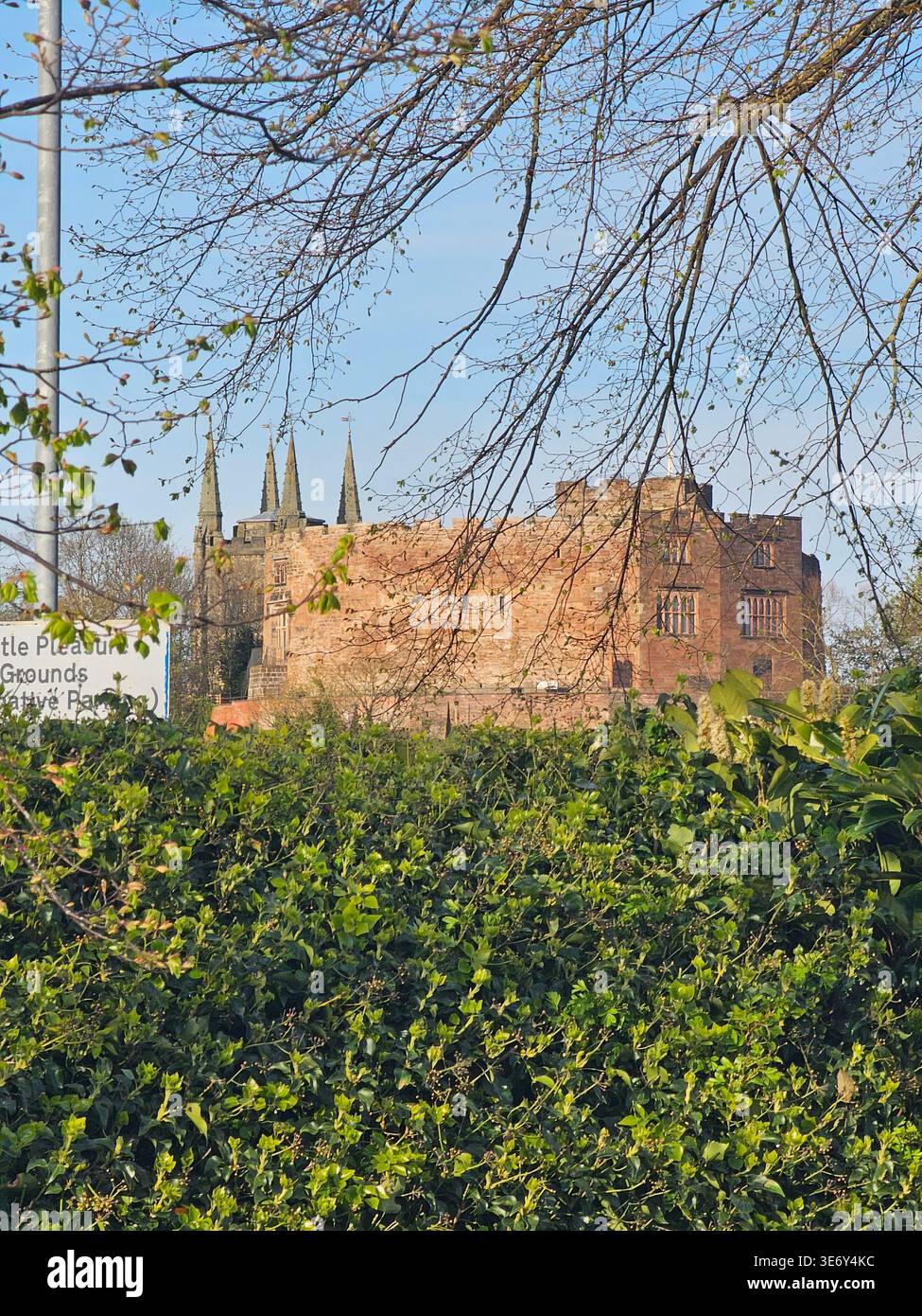 Tamworth Castle umrahmt von Bäumen Stockfoto
