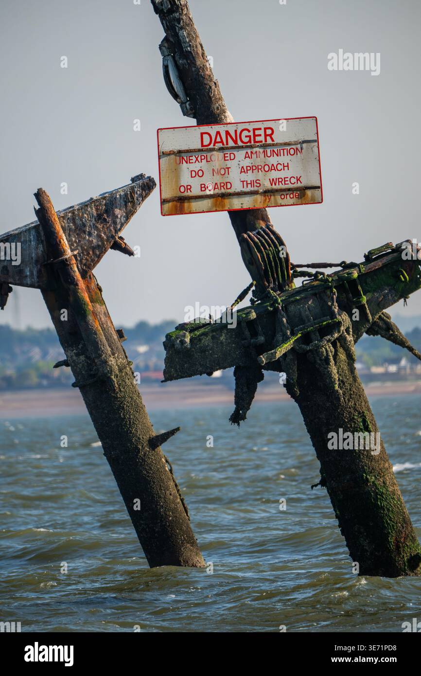 Masten der SS Richard Montgomery in der Themse Mündung, Kent/Essex, Großbritannien Stockfoto