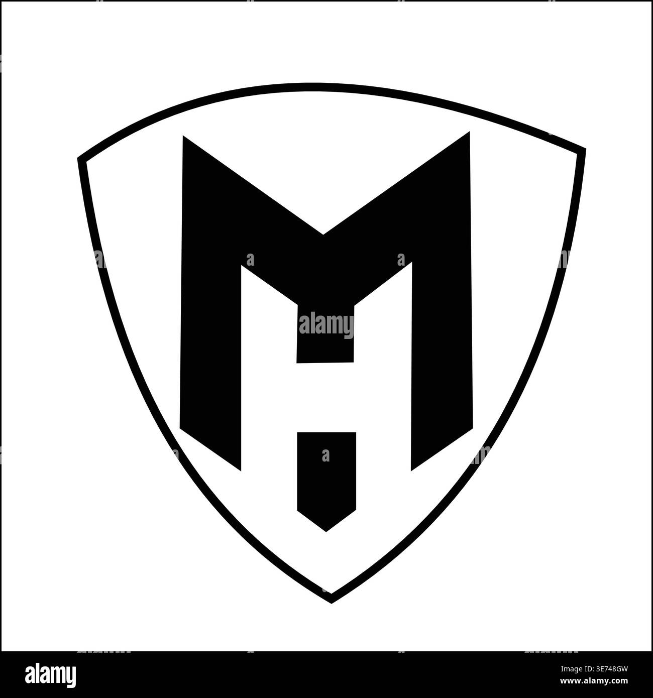 Modernes MH-Monogramm-Logo mit Schild-Emblem, auffälliges, minimalistisches Schriftdesign, das Stärke, Sicherheit und professionelle Markenidentität repräsentiert, sauber Stock Vektor
