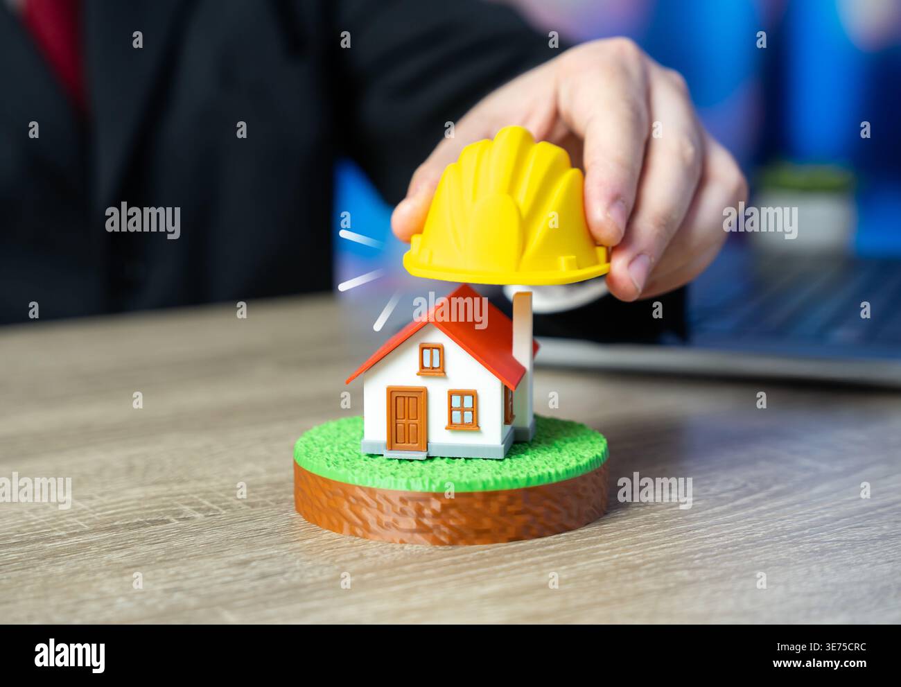 Bau und Renovierung von Häusern. Bauunternehmen. Bauprojekte verbessern die Wohnqualität und die Infrastruktur. Unterstützer der Entwicklungsaktivität Stockfoto