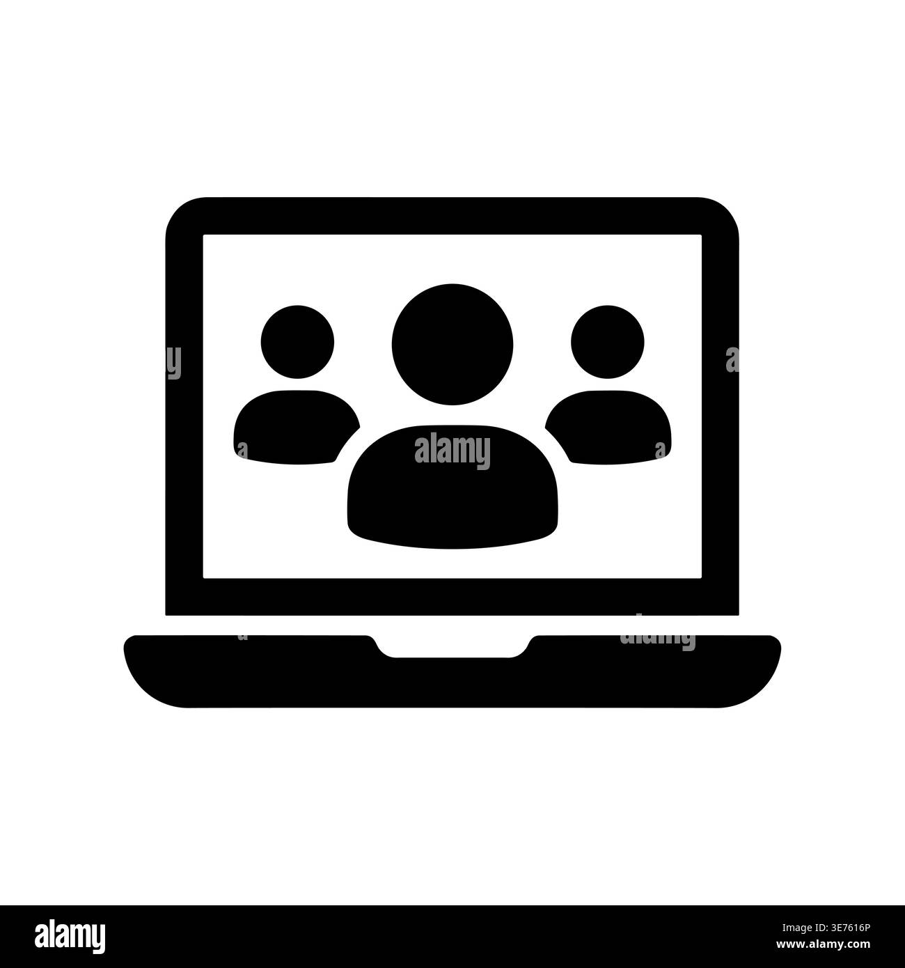 Online-Meeting auf Laptop-Bildschirm einfaches Vektorsymbol Stock Vektor