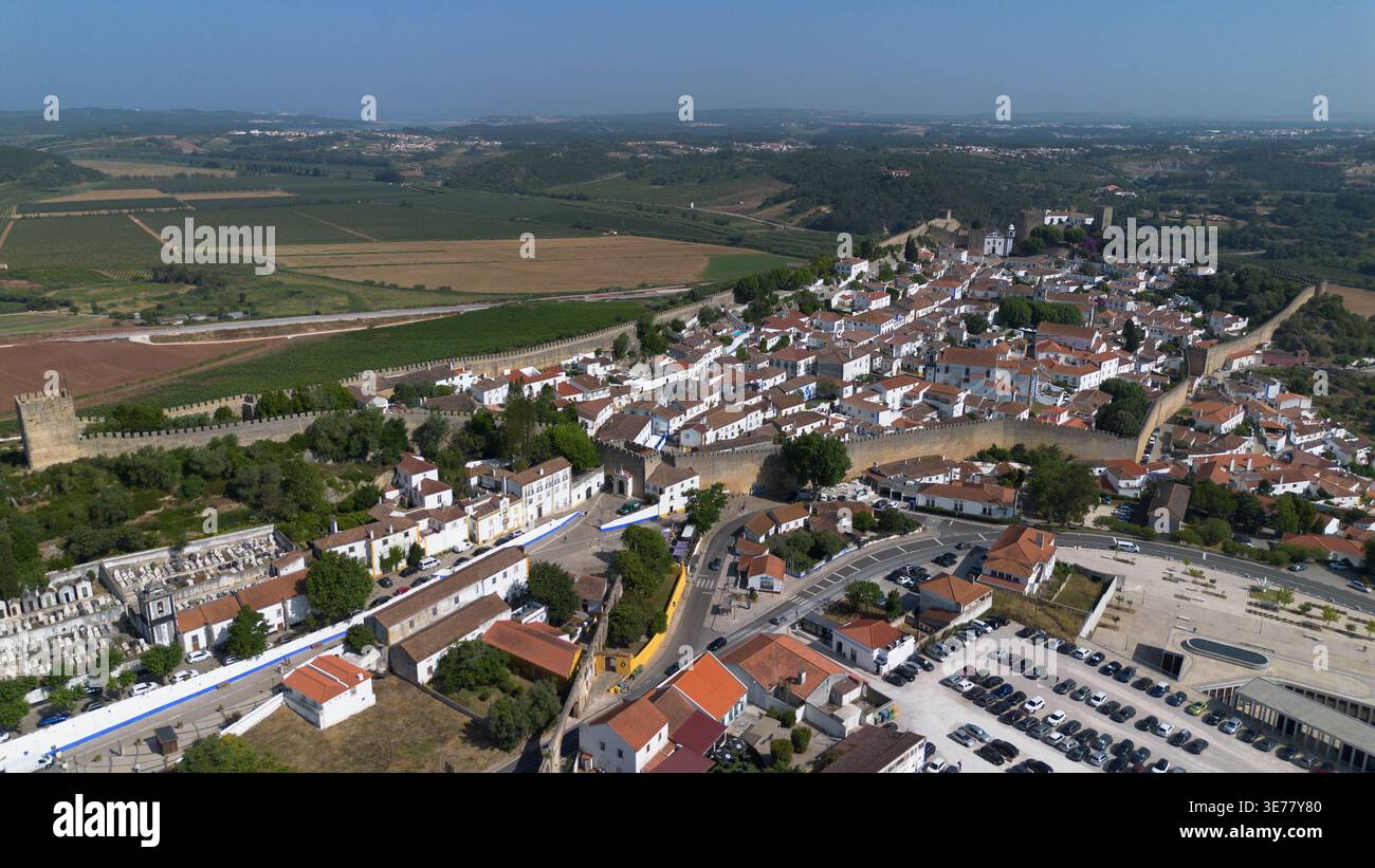 Drohnenfoto Obidos Portugal Europa Stockfoto