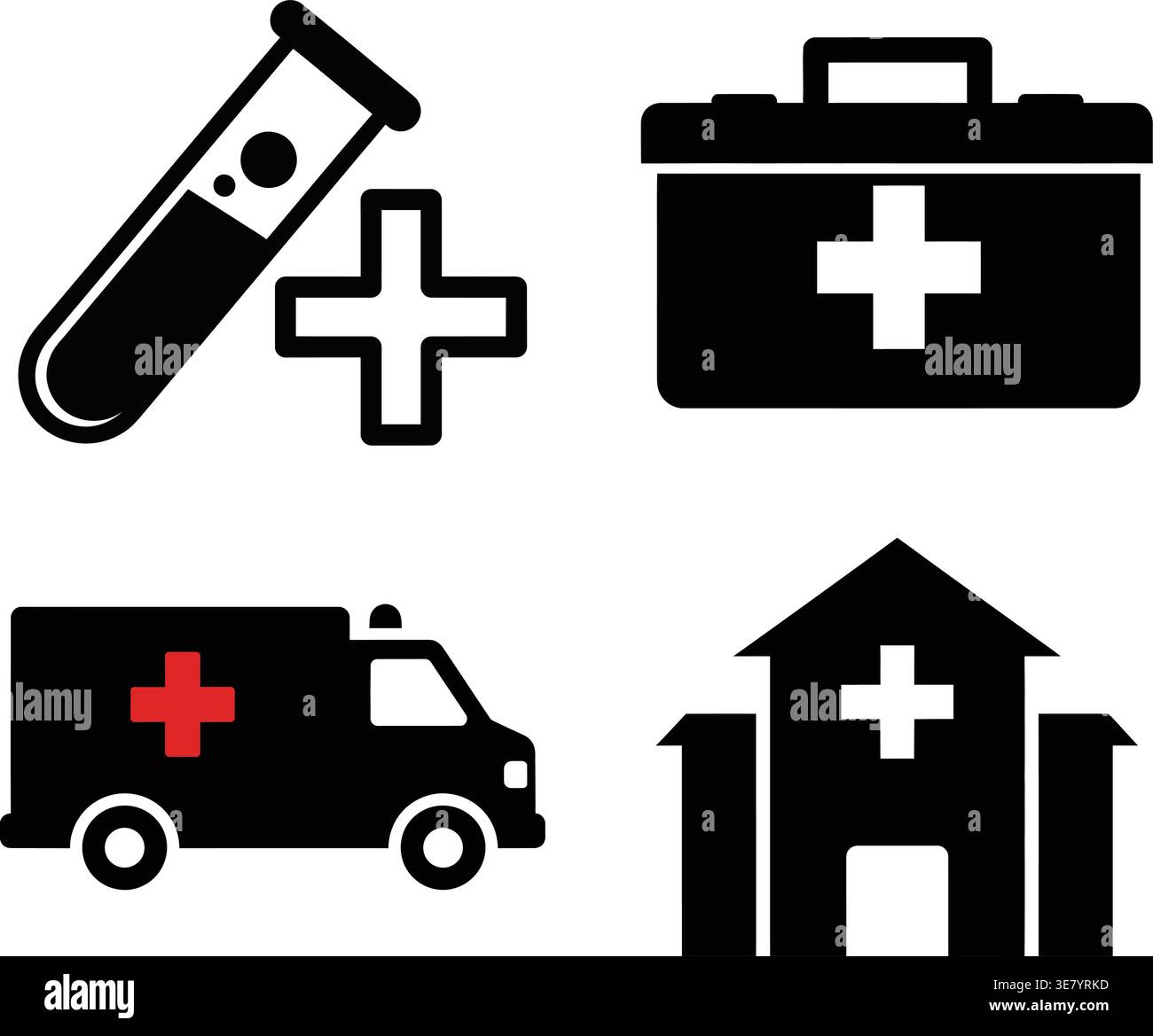Symbolsatz Gesundheitswesen und medizinischer Dienst Stock Vektor