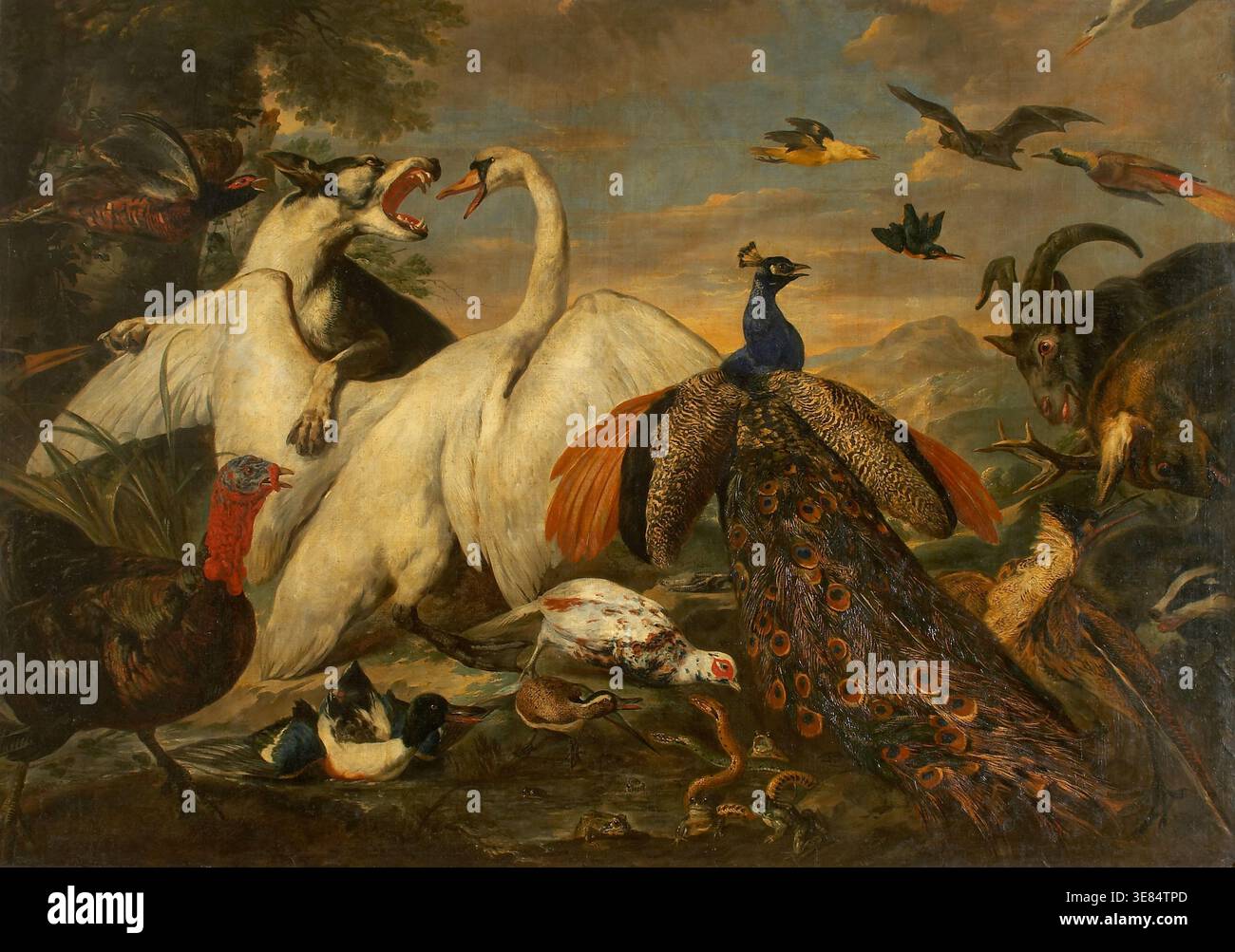 Kampftiere als Allegorie des Kampfes zwischen Tugend und Laster, um 1650-1667. Stockfoto