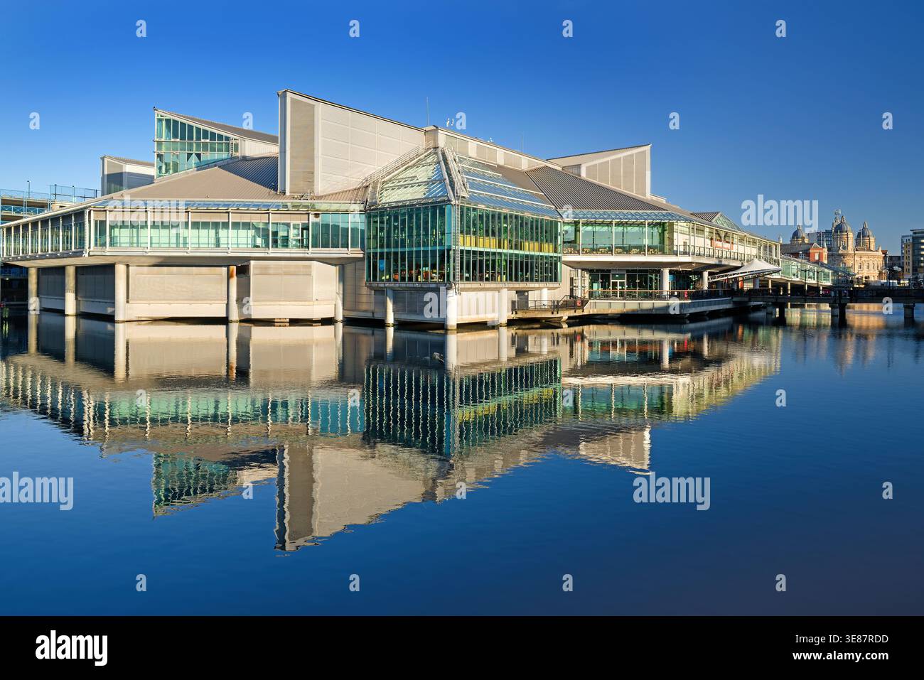 Großbritannien, East Yorkshire, Hull, Princes Dock, Princes Quay Shopping Centre und Hull Maritime Museum. Stockfoto