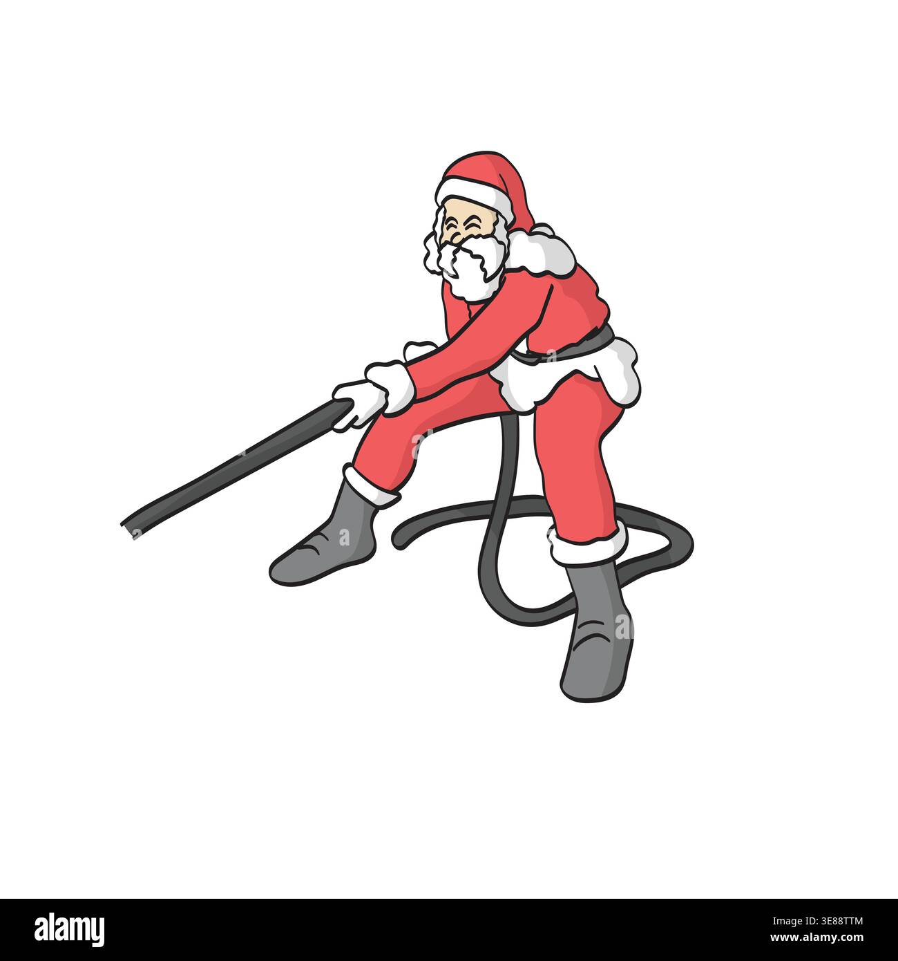 santa claus zieht Seil Illustration Vektor isoliert auf weißem Hintergrund Stock Vektor