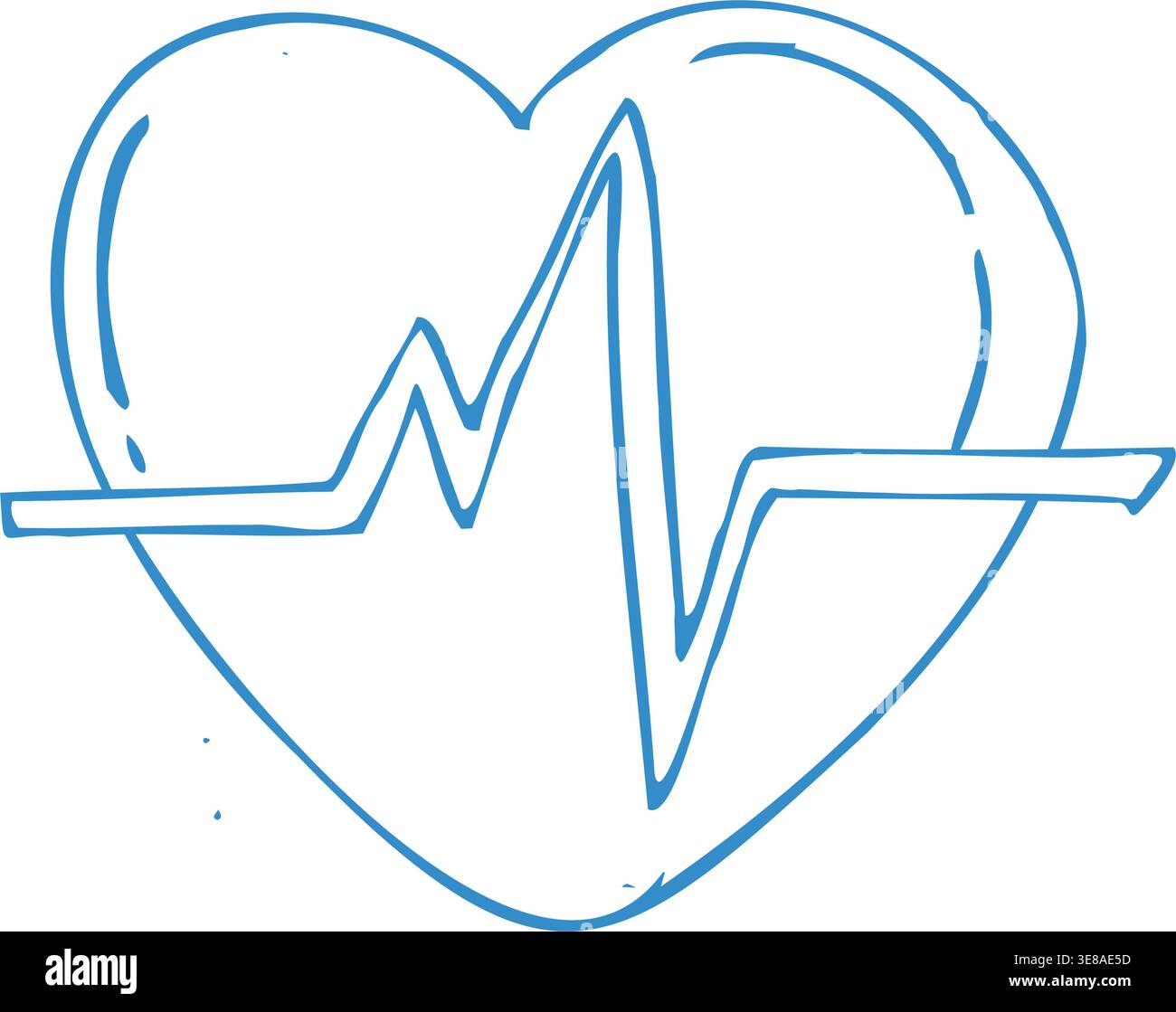 Vektor-Illustration Herzpuls, Linie medizinische Kardiologie Symbol, Vektor Herzschlag Kritzelsymbol. Symbol für die Vektorkontur des handgezeichneten Elektrokardiogramms. Stock Vektor