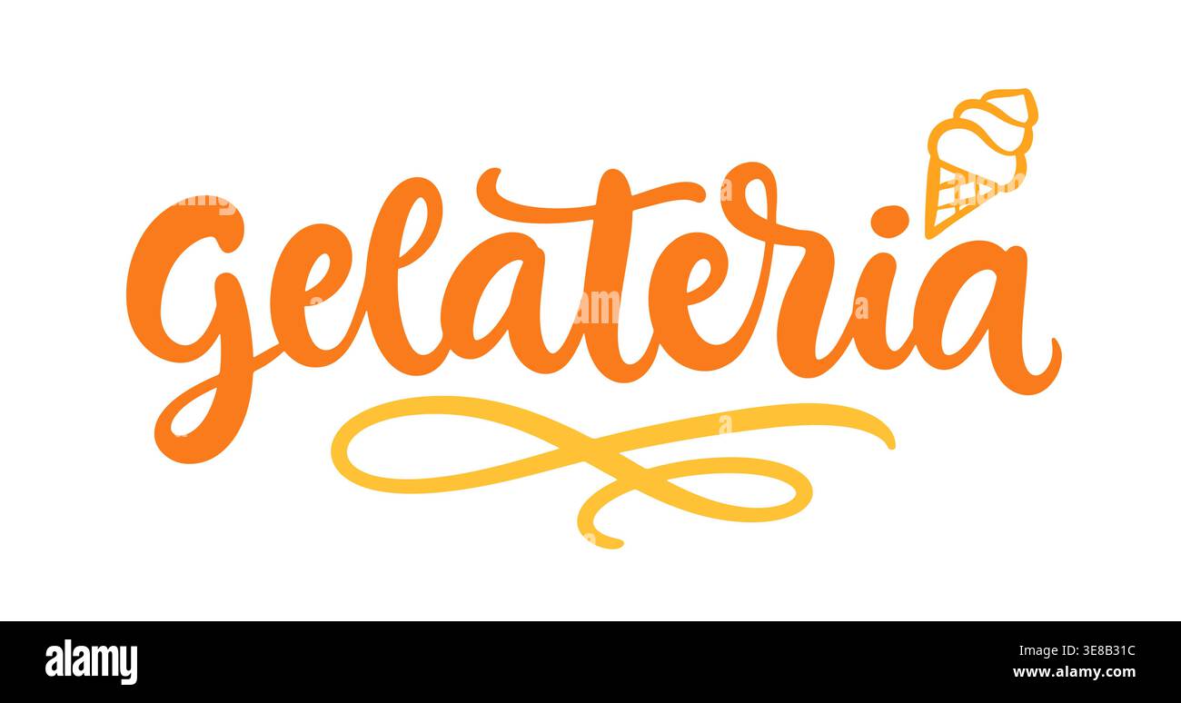Italienischer Gelateria-Schriftzug mit Eis Stock Vektor