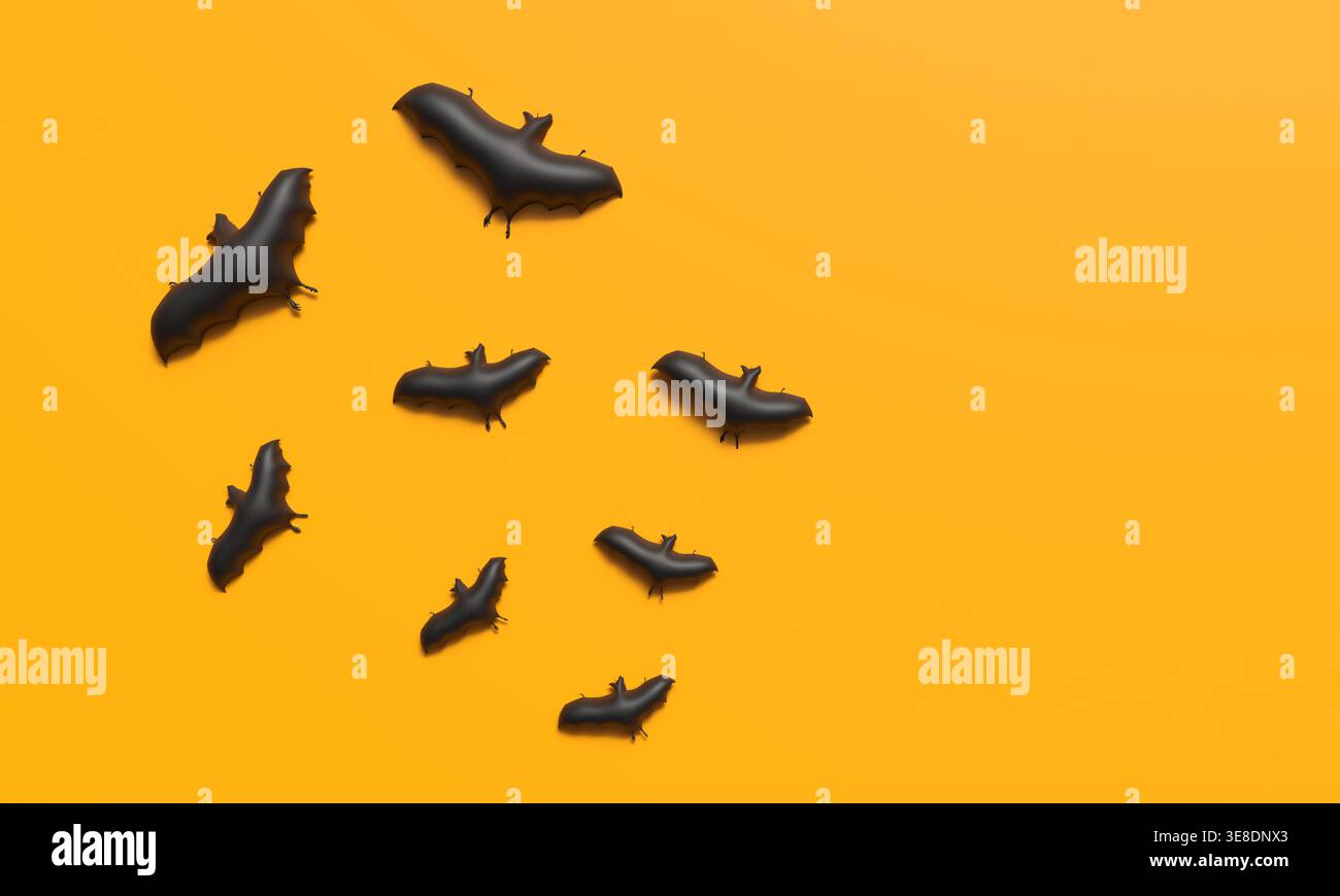Fledermaus schwarze Farbe dunkel Charakter Zeichentricksymbol Happy halloween Tag 31 Tag Datum Monat Party Event Horror Feiertag Angst oktober Happy halloween Tag Trick Stockfoto