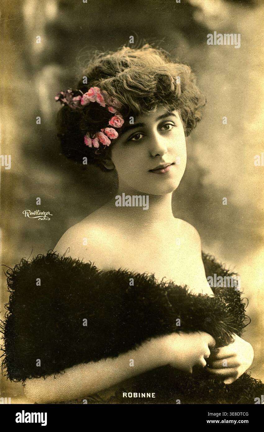 Porträt der Schauspielerin Gabrielle Robinne, französische Schauspielerin (1886–1980), fotografiert von Reutlinger 1905 Stockfoto