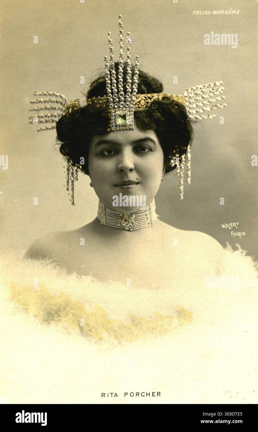 Portrait de Rita Porcher, Artiste du Casino de Paris et Varietes, Photo de Walery 1905 Stockfoto