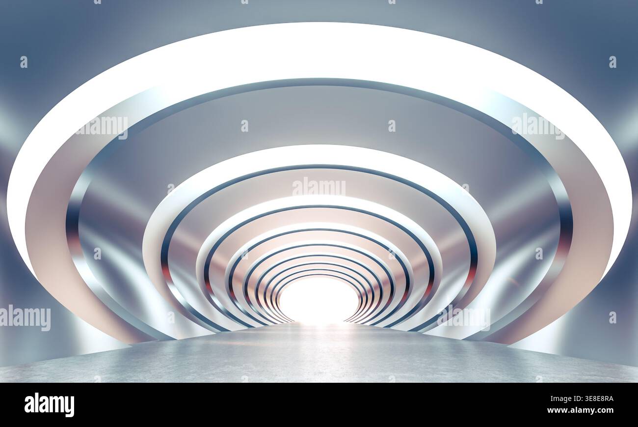 3d abstrakter Tunnel futuristischer Weg Stockfoto