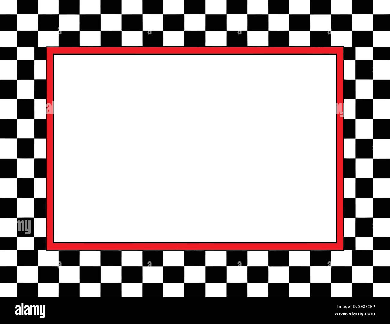 Rahmen mit Karomuster. Schwarz-weiß. Geometrisches Vektormuster. Minimalistisches quadratisches Design Stock Vektor