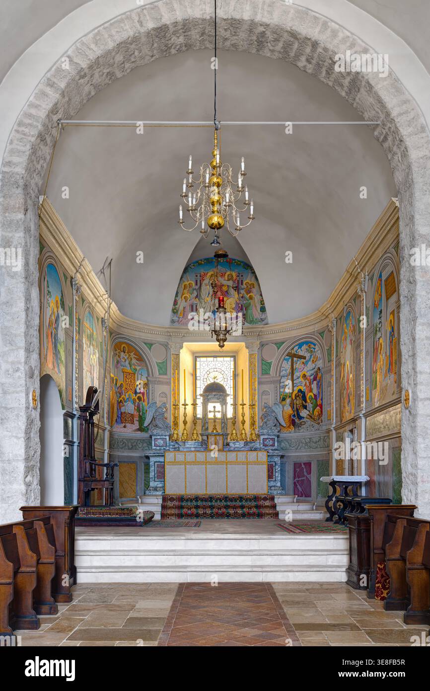Kirche Santae Mariae Misericordiae. Abtei von St. Benedikt auf dem Berg, alias Norcia Abtei (Abbazia di San Benedetto in Monte). Norcia, Italien Stockfoto