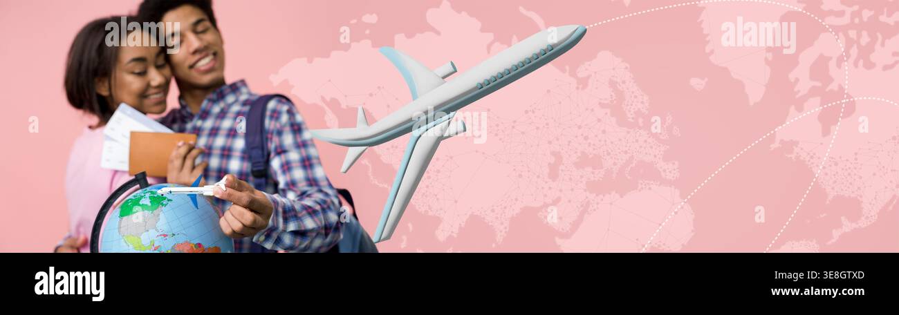 Paare Travel Collage, die verschiedene Aktivitäten rund um die Welt mit verschiedenen Orten zeigt Stockfoto