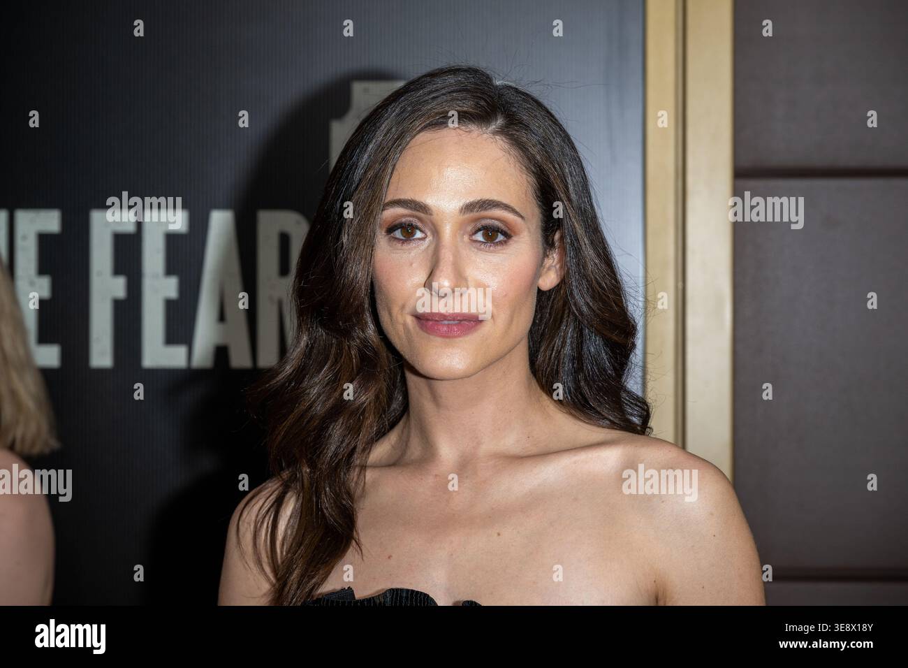 New York, Usa. April 2026. Emmy Rossum nimmt am 15. April 2026 an der Broadway-Eröffnungsnacht The Fear of 13 im James Earl Jones Theater in New York Teil. Quelle: SOPA Images Limited/Alamy Live News Stockfoto