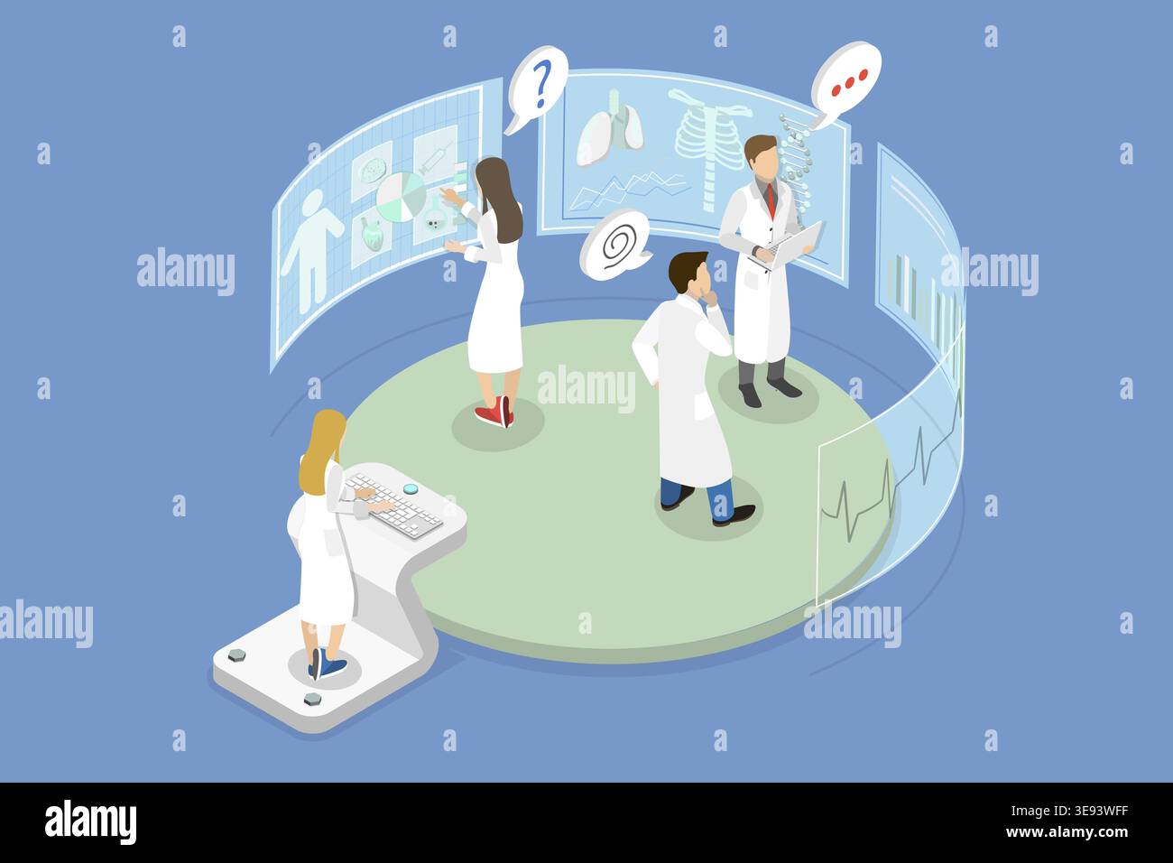 3D-Isometrischer Flachvektor konzeptuelle Illustration des interaktiven Labors, VR-Labor Stockfoto