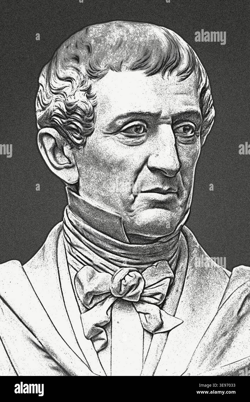 Richard Saltonstall Greenough (1806–1852) schuf eine Originalskizze von George Williams Lyman (1780–1869), einem Industriellen und Mäzen aus Neuengland. Lyman war einer der Gründer der Textilindustrie in Neuengland und Präsident der Massachusetts Hospital Life Insurance Company. Er war eine Schlüsselfigur bei der Entwicklung der regionalen Wirtschaft, insbesondere in Waltham, Lowell, Lawrence und Holyoke. Stockfoto
