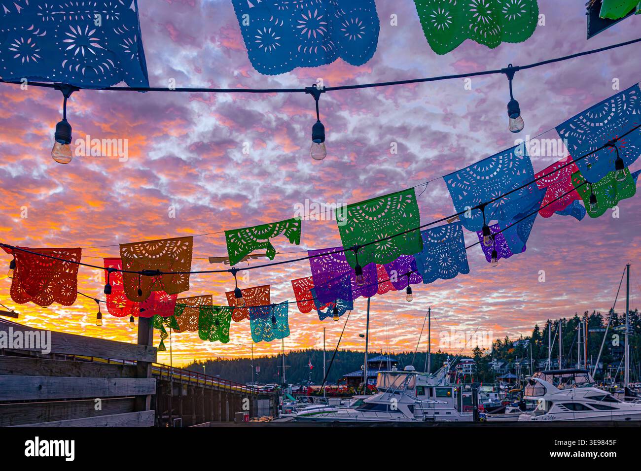 Haning Decorations, Lunitas Mexican Restaurant, Gibsons, Sunshine Coast, British Columbia, Kanada Stockfoto