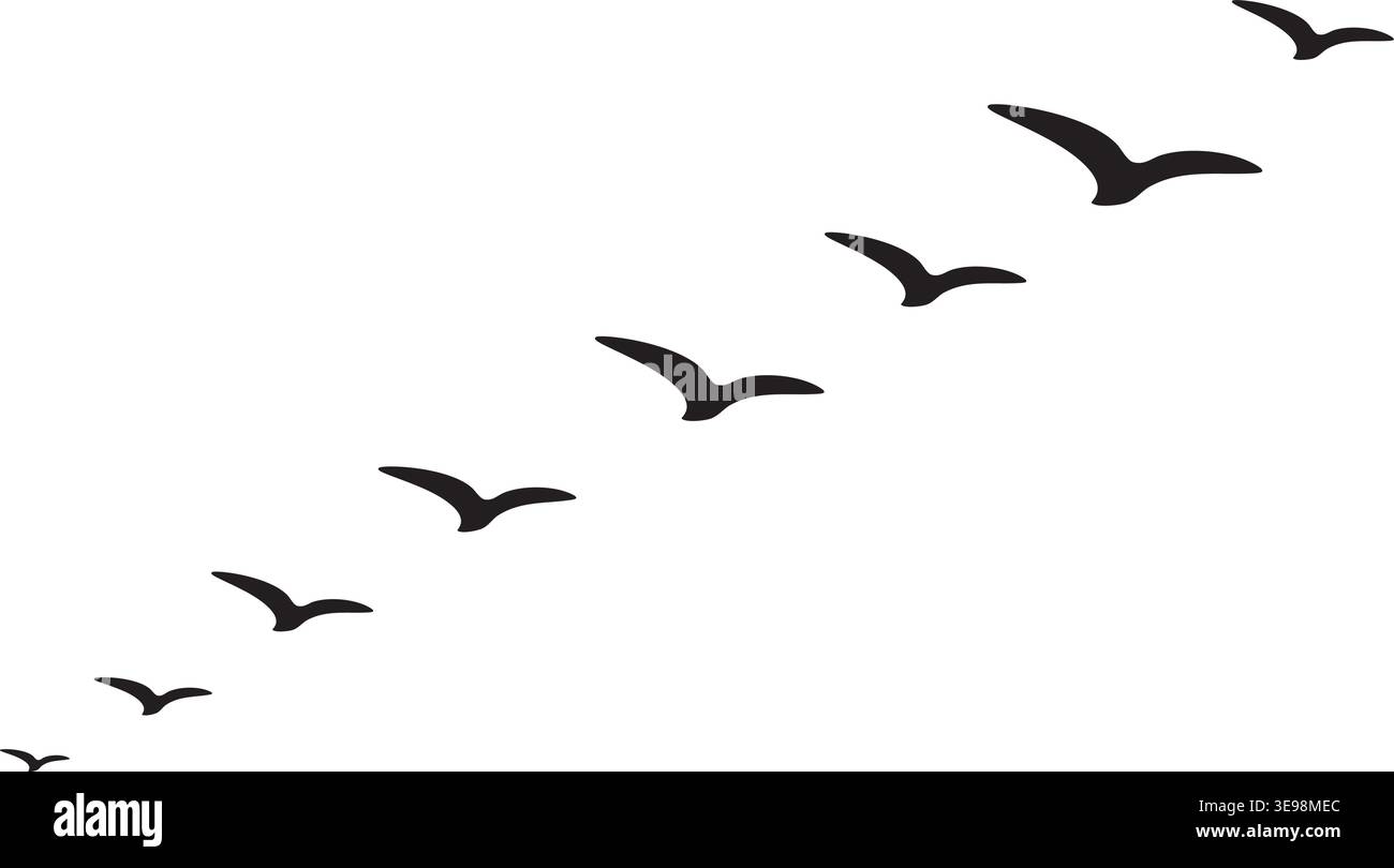 Fliegende Vogel einfache Silhouetten Set Stock Vektor