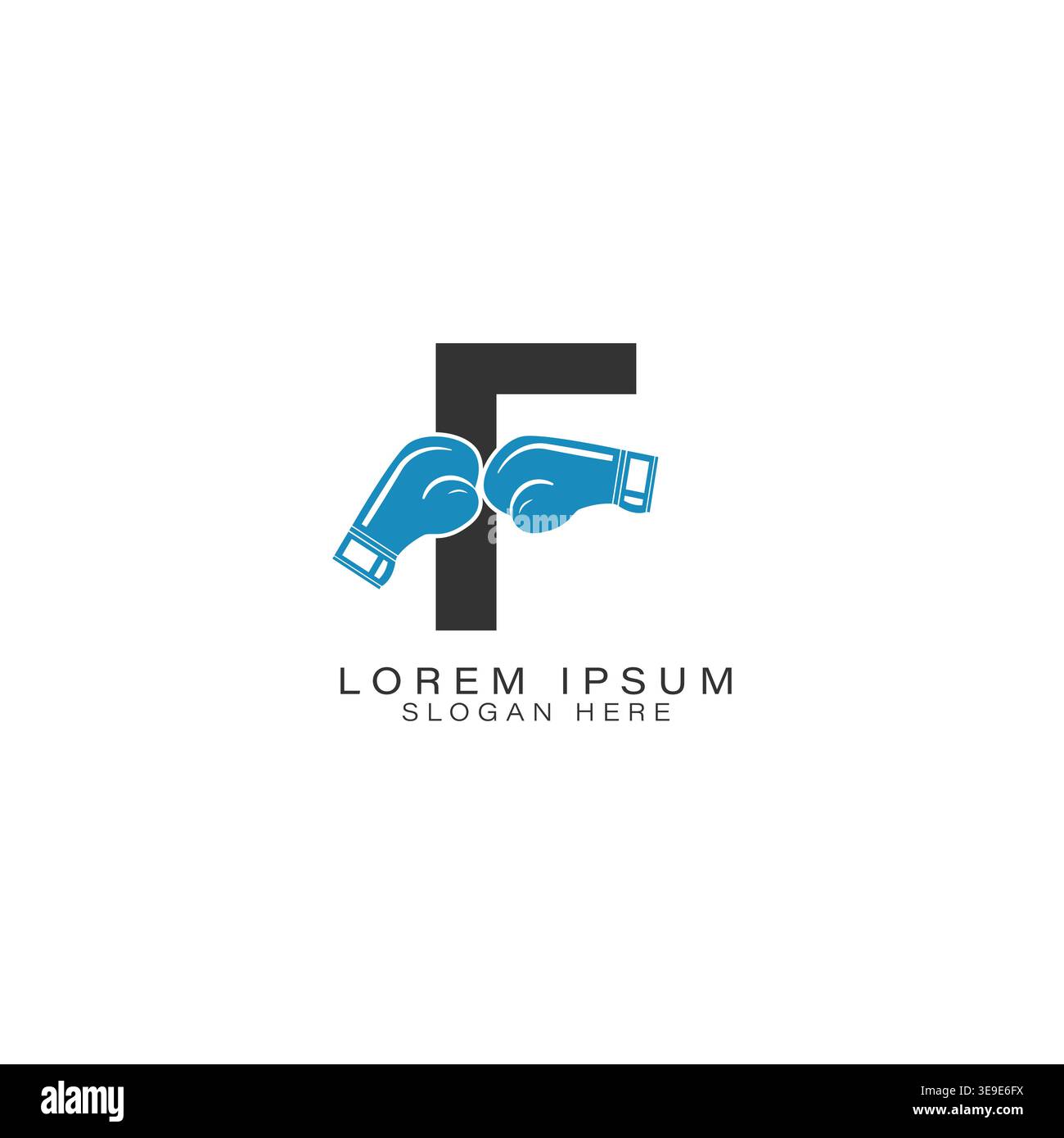 Logodesign mit Buchstabe F und Boxhandschuhen. Symbol mit Buchstabe F für Boxsport Design Stock Vektor