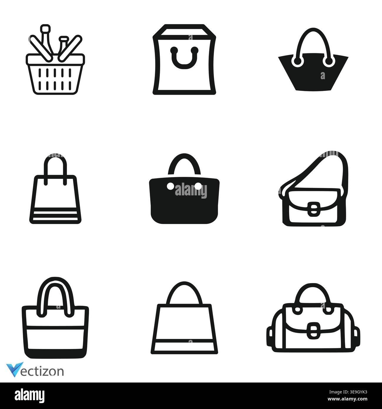 Symbolset Für Taschen-Designs. Vektormode Stock Vektor
