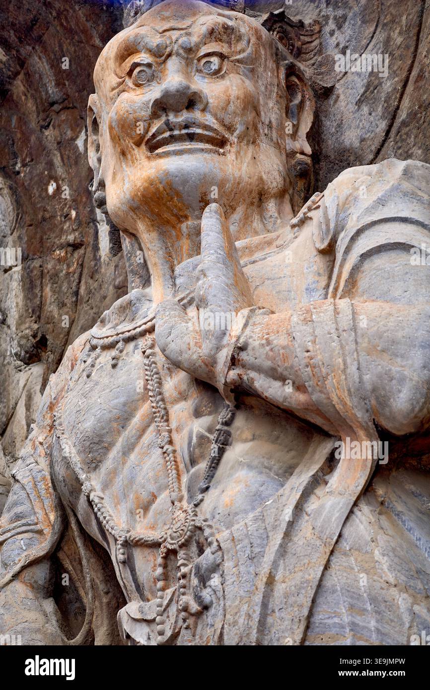 Die berühmten buddhistischen Longmen-Höhlen/Longmen-Grotten in Luoyang China Stockfoto