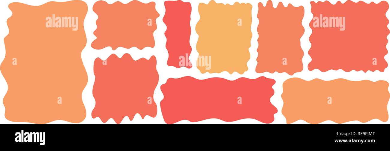 Set aus warmem Orange, rechteckiger, weicher Farbblock für feminines Branding, Vorlagen für soziale Medien, Lifestyle-Blogs und gemütliche Verpackungen Stock Vektor