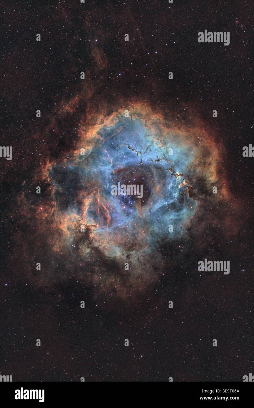 ASTRO-Foto des Rosettennebels in der Hubble SHO Farbpalette Stockfoto