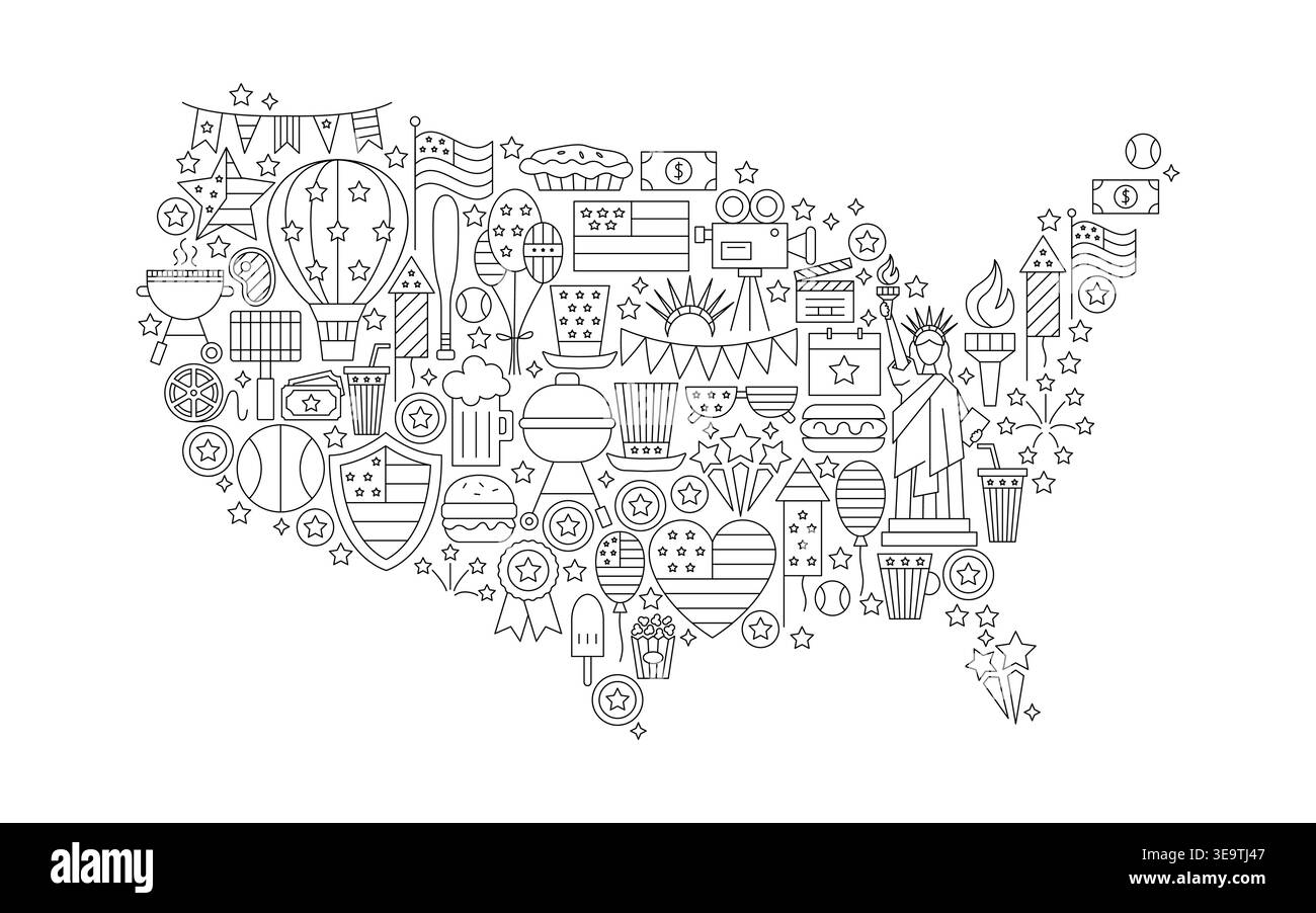 Map USA Line Concept Stock Vektor