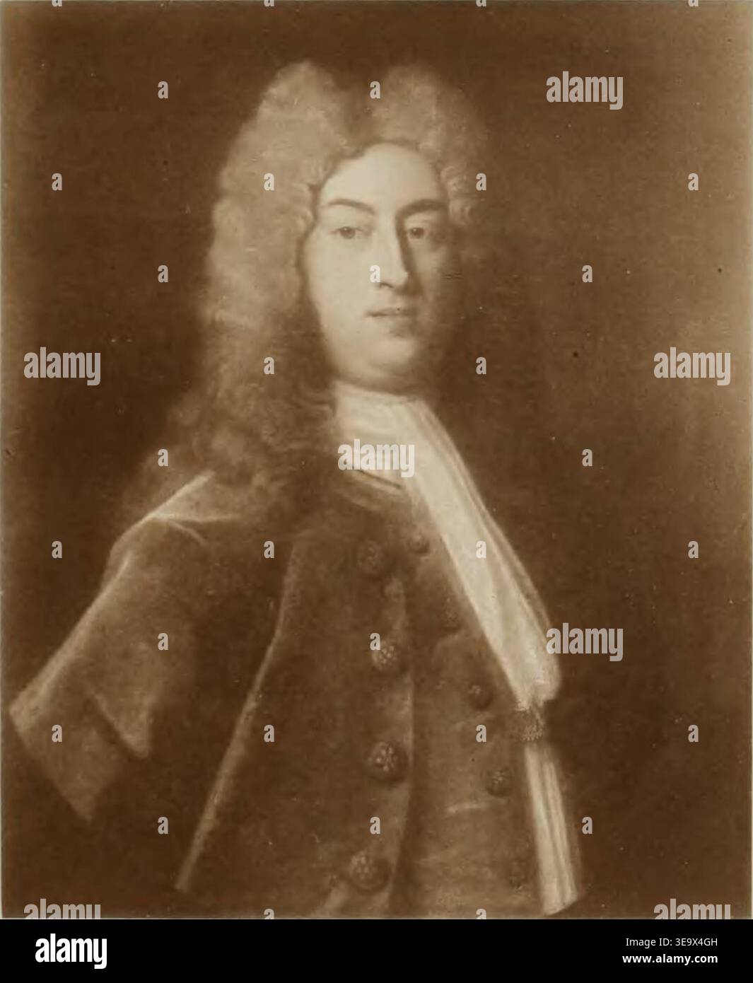 Richard Saltonstall (1688) war ein Mitglied der Familie Saltonstall, einer prominenten englischen Adelsfamilie, die mit der Massachusetts Bay Colony in Verbindung stand. Dieses abgeschnittene Archivbild aus Leverett Saltonstalls genealogischer Studie zeigt Richard Saltonstall in einem Porträt, das seinen Platz in der Linie der frühen Siedler in Connecticut markiert. Stockfoto