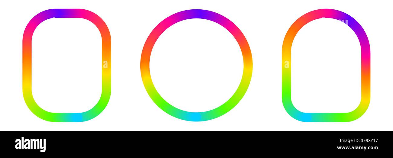 Gradient Line Shapes mit verdrehter Spirale und glattem Wellenmuster in mehrfarbiger Regenbogenpalette. Vektor-Illustration für Karnevalsfeier Ereignis Stock Vektor