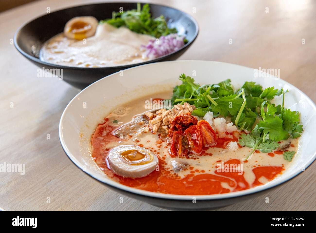 Ramen-Suppe in Sazan, Austin, Texas, 14. Oktober 2025. (Foto: John Anderson) Stockfoto