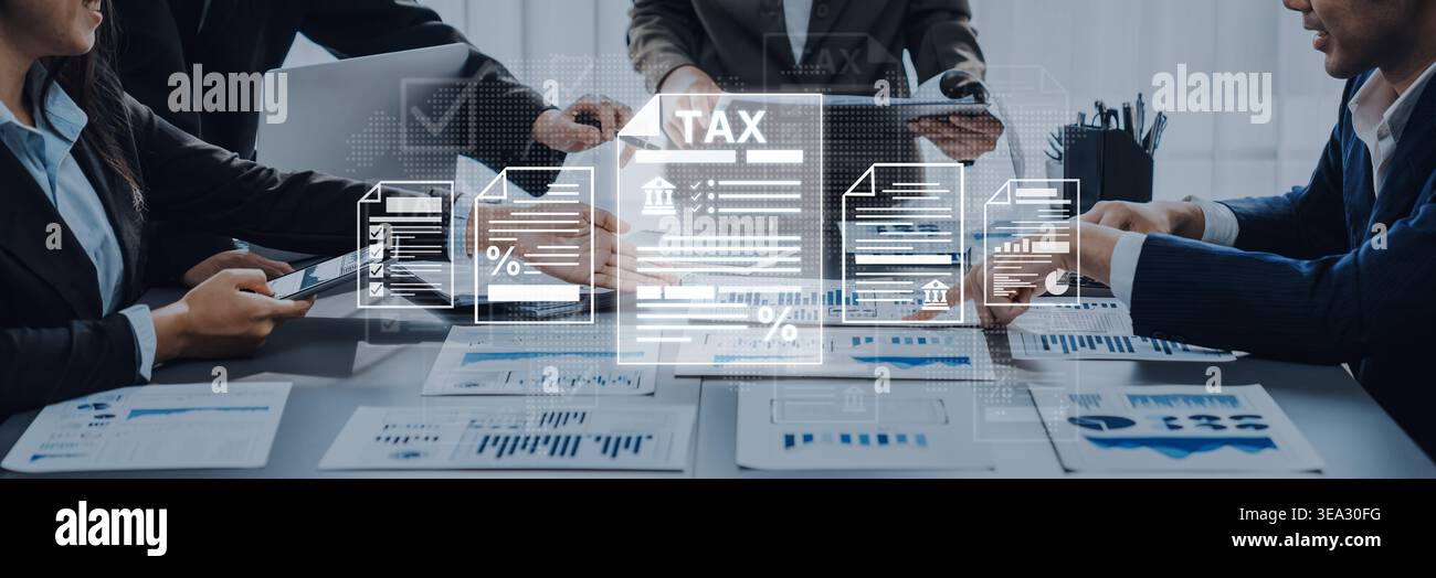 Begriff der internationalen Besteuerung. Es handelt sich dabei um globale Steuergesetze und Finanzvorschriften für multinationale Unternehmen, die grenzüberschreitend tätig sind Stockfoto