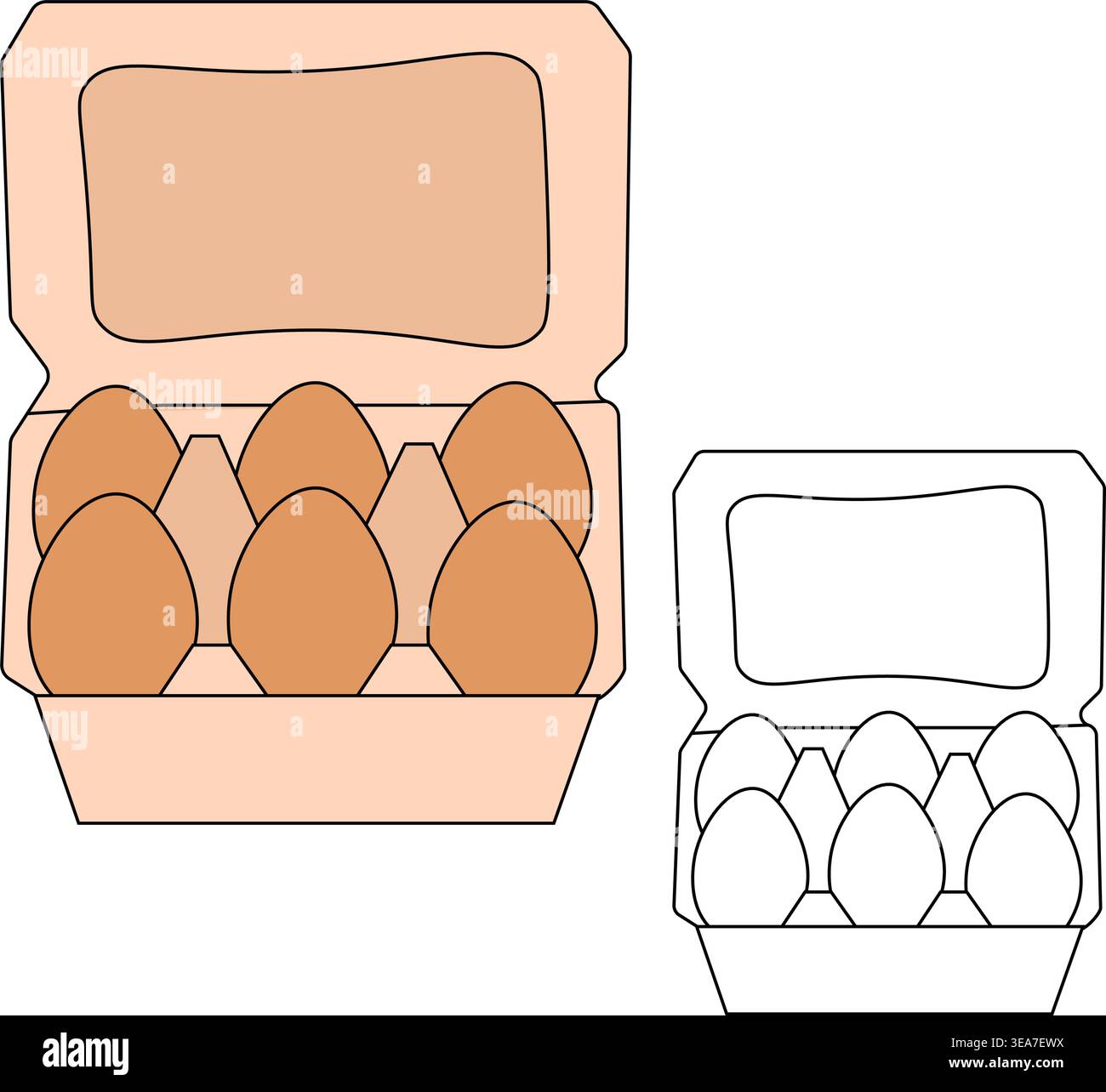 Ei in Box Cartoon Illustration Vektor Tablett Logo Icon isolierte Hand gezeichnete Illustration. Vektorgrafik Strichgrafik. Für Poster, Einladung, Hintergrund, Werbung, Stock Vektor