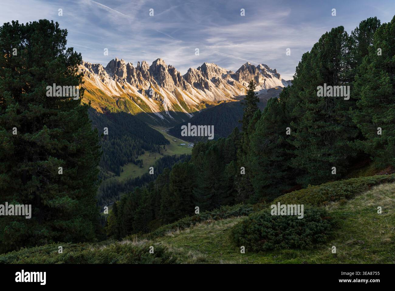 Kalkkögel von Salfains, Stubaier Alpen, Tirol, Österreich Stockfoto