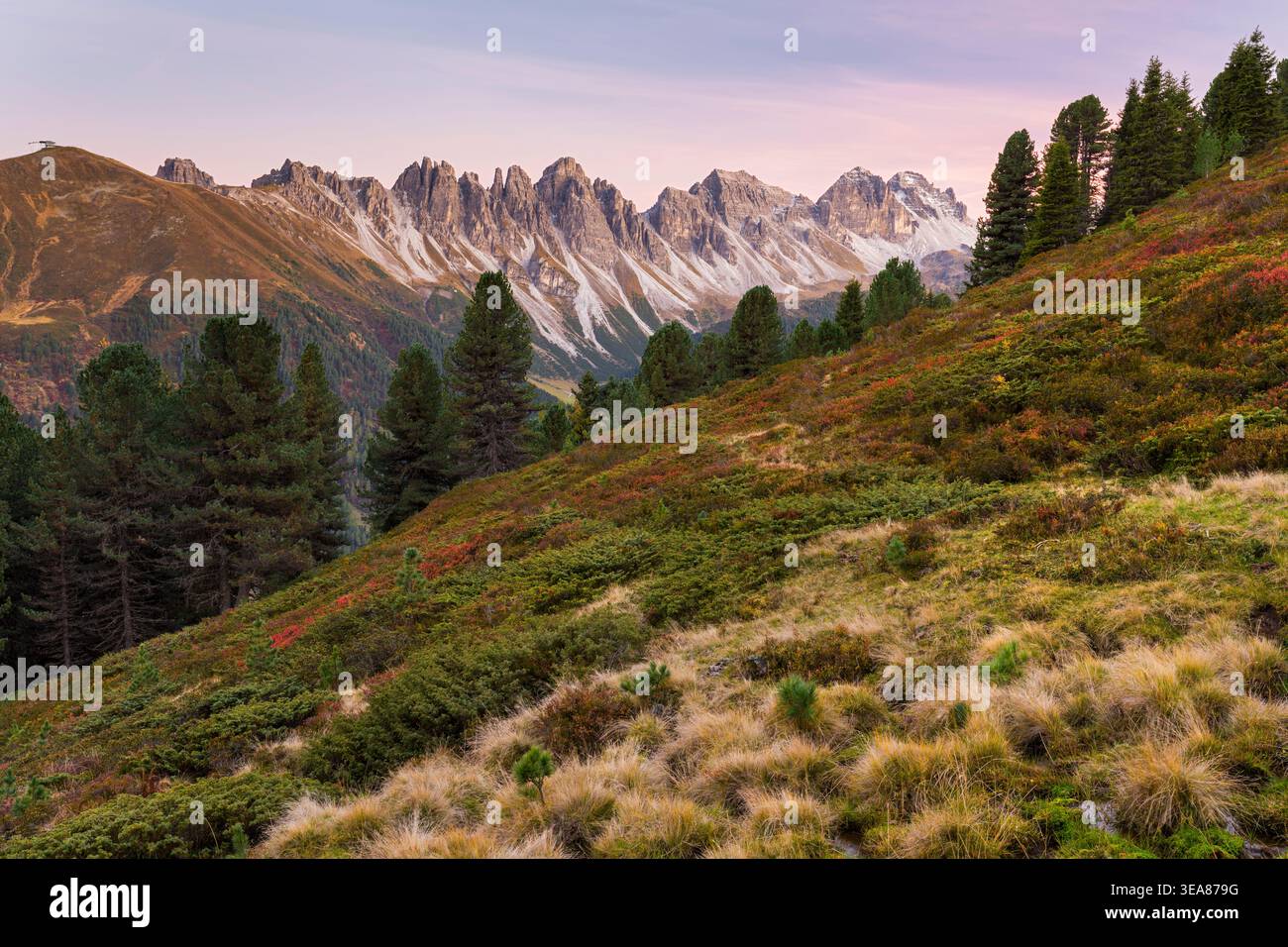 Kalkkögel von Salfains, Stubaier Alpen, Tirol, Österreich Stockfoto