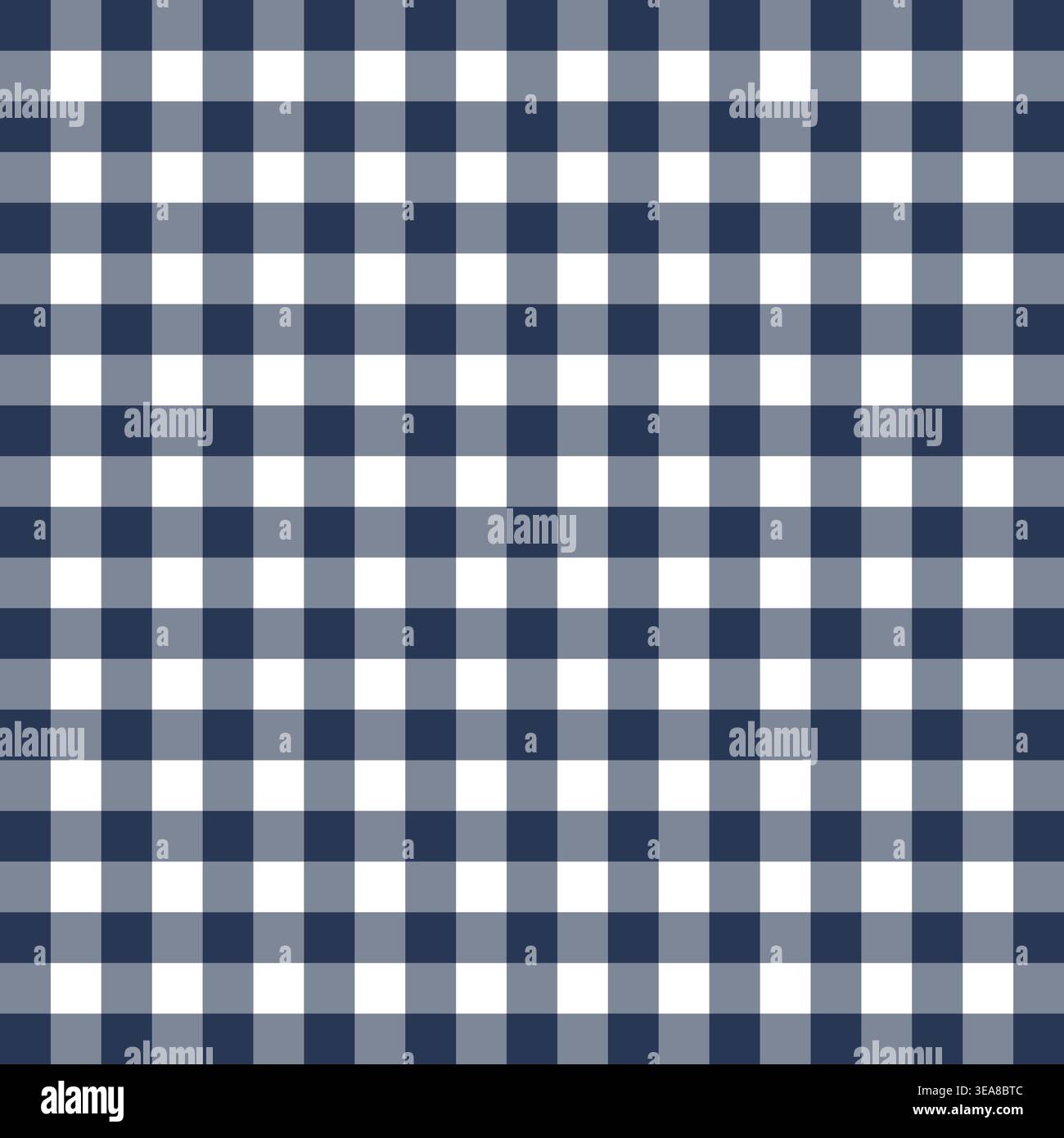 Ein zeitloses nahtloses Vector-Gingham-Karomuster mit einem traditionellen Design aus abwechselnden weißen und tiefblauen Quadraten, das einen bezaubernden Stoff bietet Stock Vektor