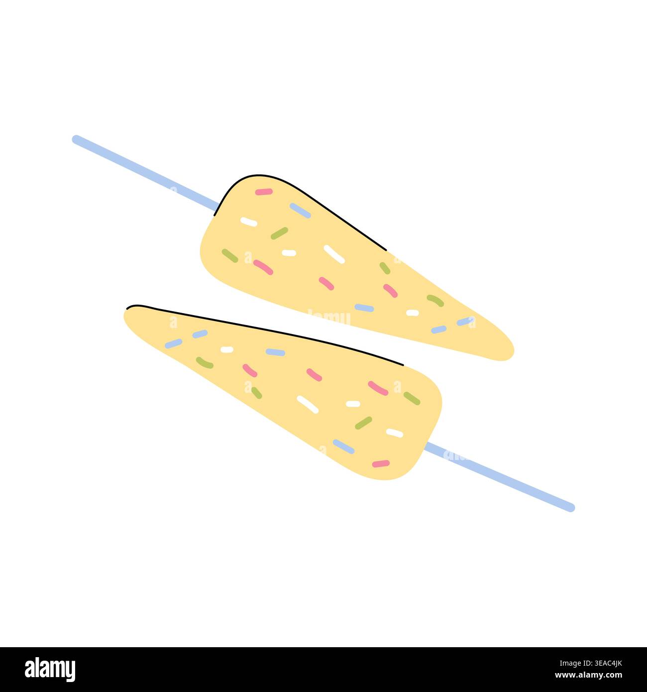 Zwei gelbe Eisstäbchen mit bunten Streuseln Illustration Vektor Stock Vektor