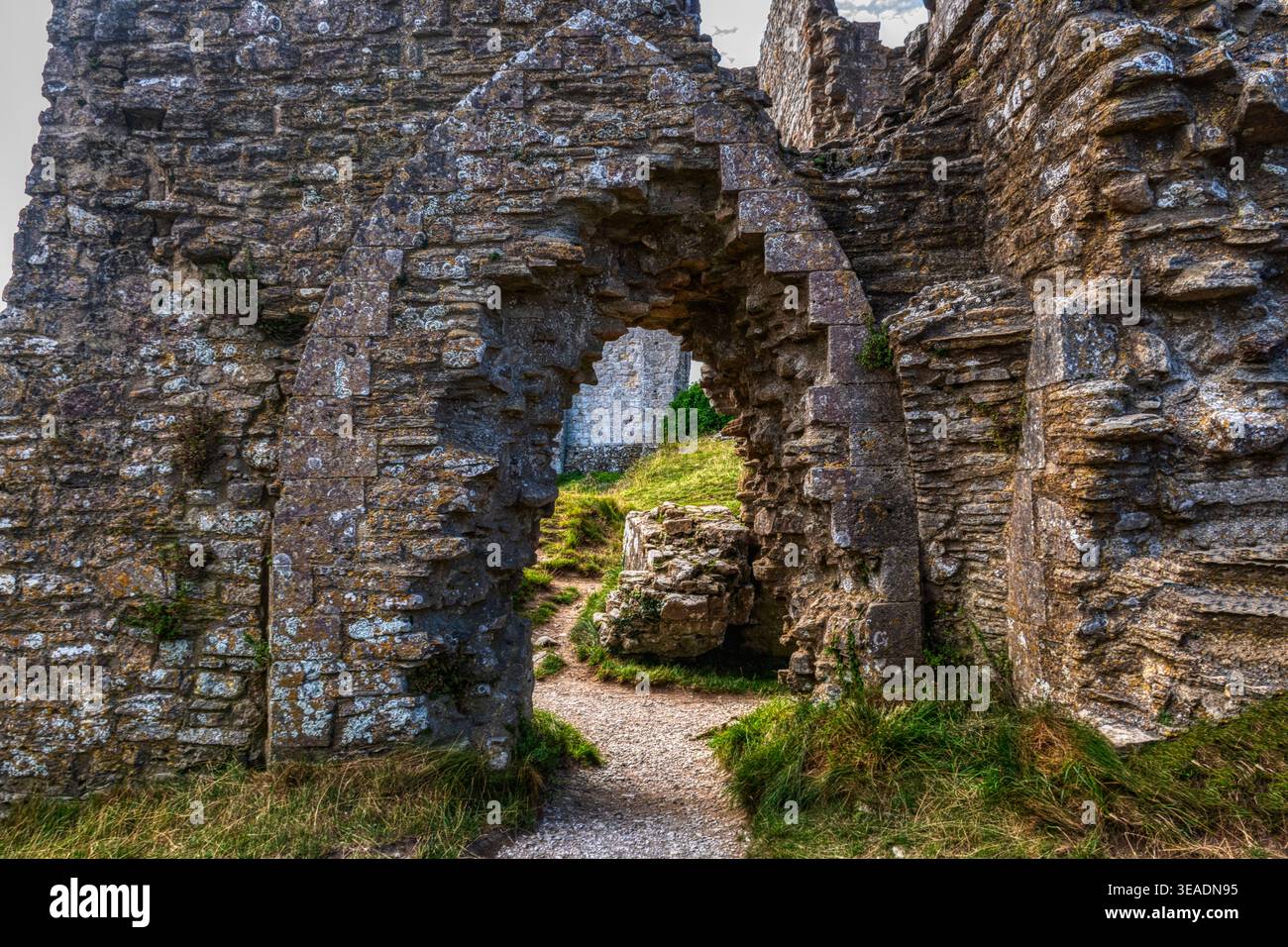 Corfe Castle Ruinen, Dorset, Großbritannien Stockfoto