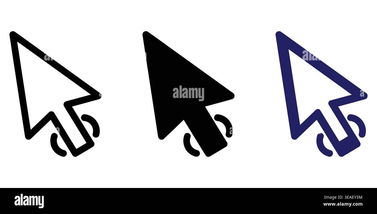 Detaillierte Analyse der Mauscursor-Symbole auf Computern, die verschiedene Designstile und Farbvarianten anzeigen Vektorkontaktsymbole Stock Vektor