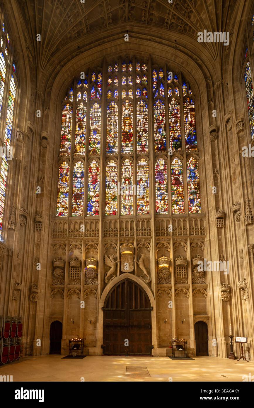 West Wall, King's College Chapel, Cambridge, England, Großbritannien Stockfoto
