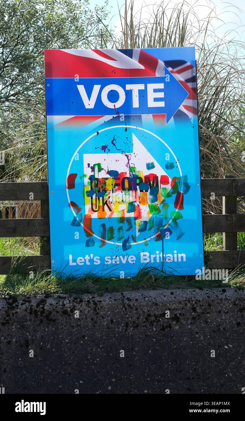 Das politische Poster der Reformpartei in norfolk, england Stockfoto
