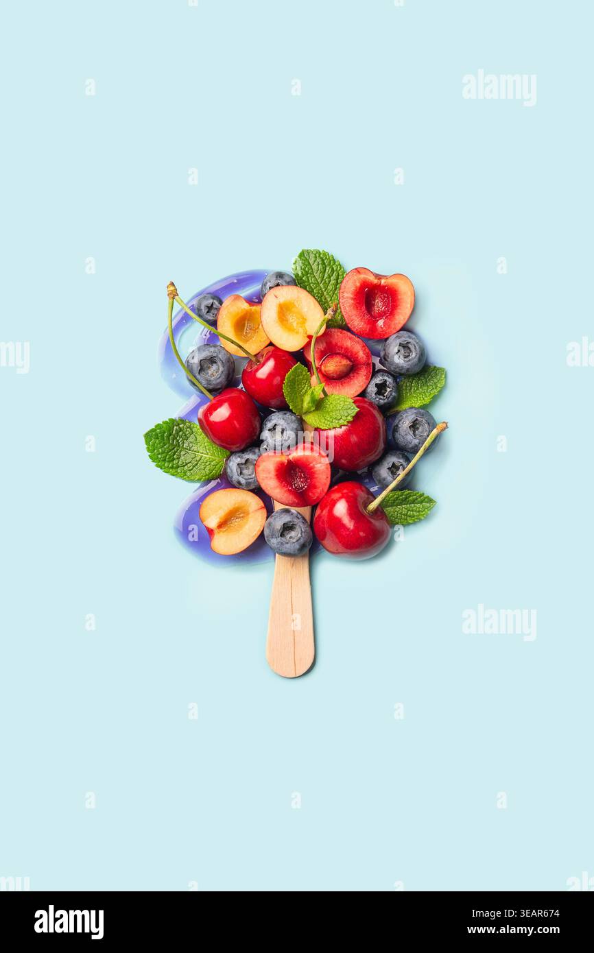 Fruchtig, Eis, Frucht, Eis, Eis, Eiskräne Stockfoto