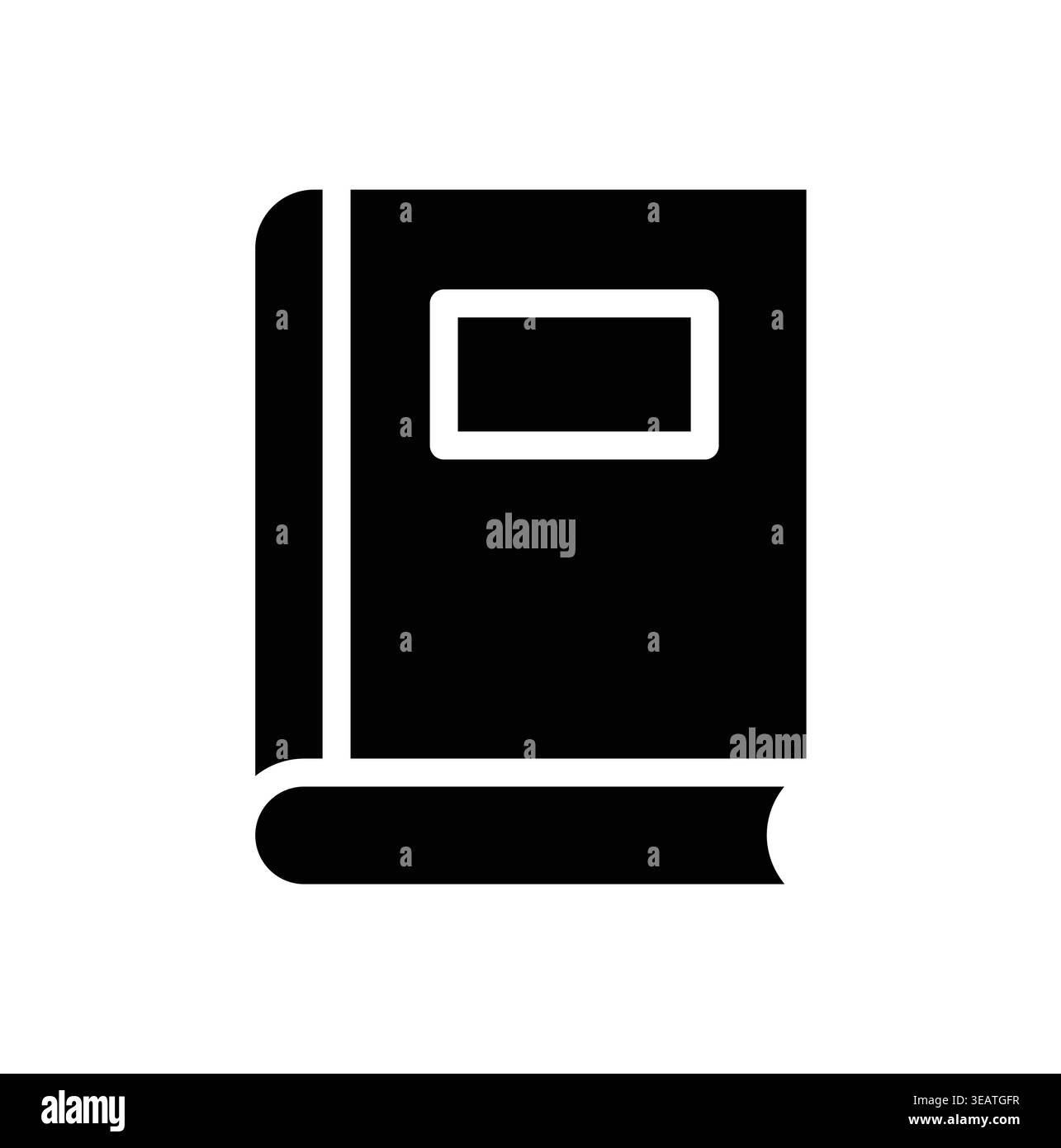 Minimalistisches schwarzes Symbol, das ein geschlossenes Buch darstellt, das Literatur und Bildung repräsentiert. Ideal für den Einsatz in Schulungsmaterialien oder Designprojekten. Stock Vektor