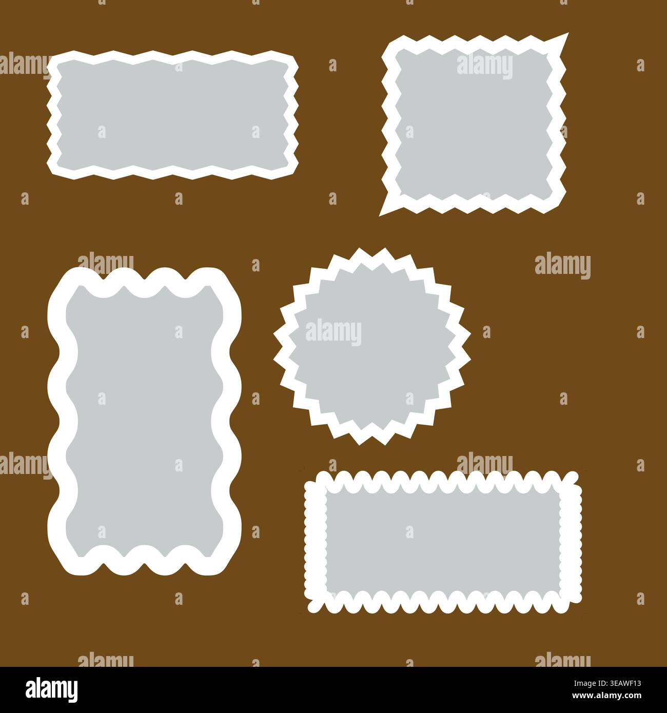 „Zagged Edge Speech Bubbles Collection Grau White Color Comic Message Design Elements“ Stock Vektor